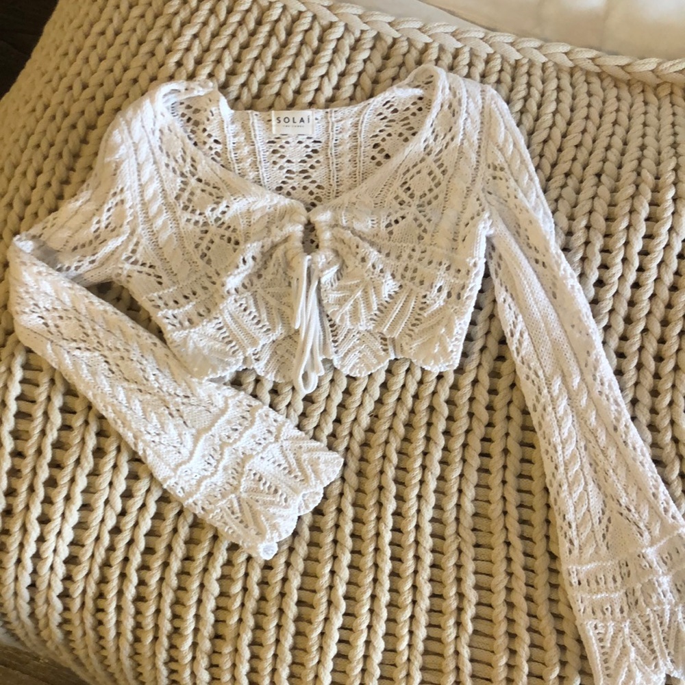 Never Worn! White Crotchet Crop Top - Size Small